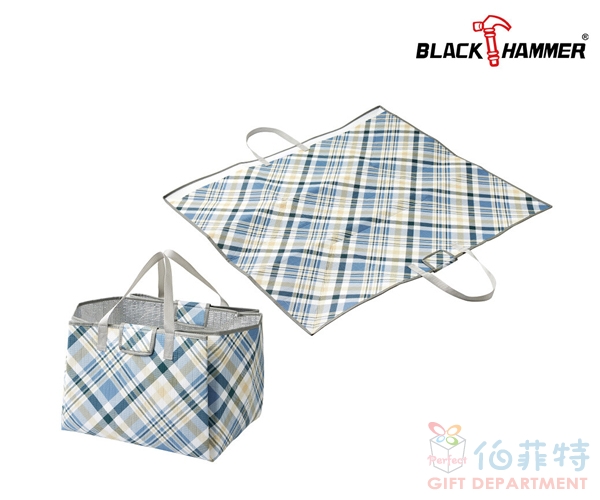 BLACK HAMMER 經典斜紋兩用摺疊提袋野餐墊
