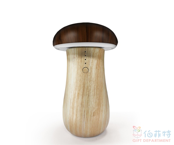 【DASUKI】7800mAh LED蘑菇夜燈行動電源-木紋褐