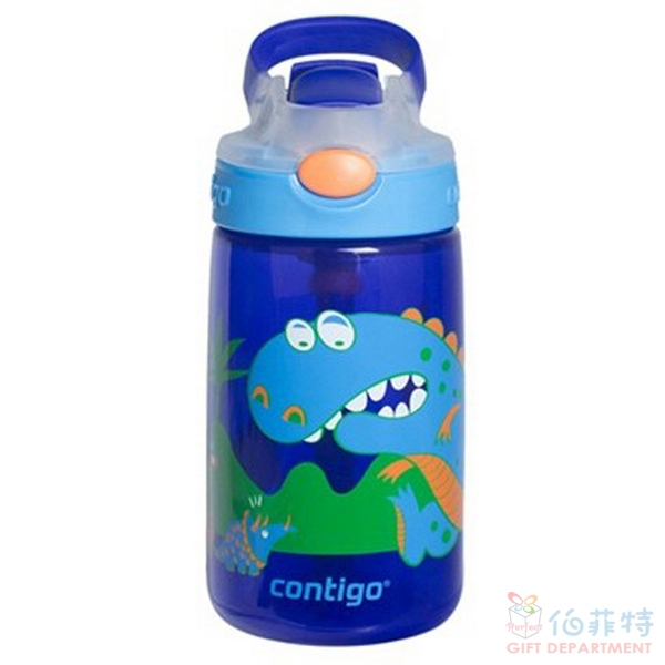 Contigo-兒童PP吸管瓶415cc寶藍恐龍