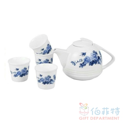 瓷器茶具組1壺4杯(青花)