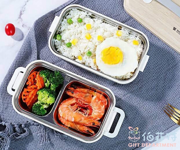 日系簡約木紋雙層飯盒