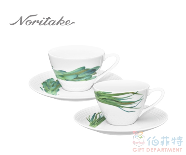 日本Noritake 京香旬彩(青蔥/野芥菜)-咖啡對杯