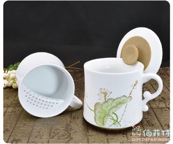 蓮曳品茗濾蓋杯(瓷陶)