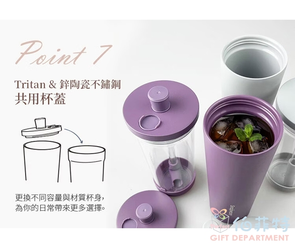 康寧密扣 鋅light輕瓷保溫保冰跳跳吸管杯(贈杯套)