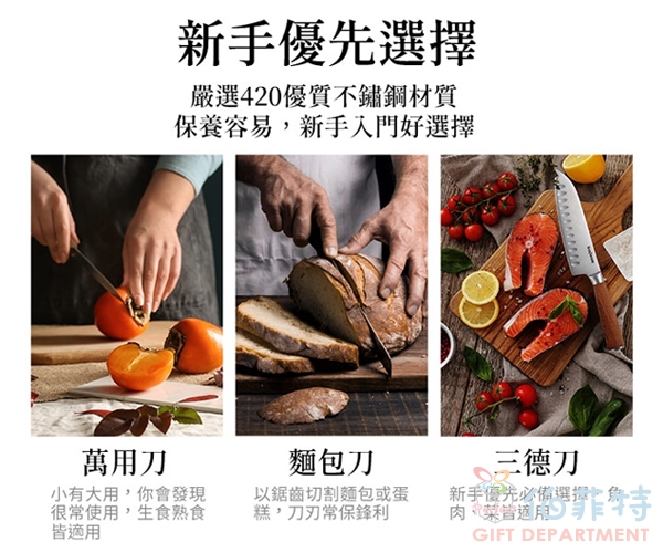 康寧 摩利不鏽鋼日式三德刀7吋(花梨木柄)