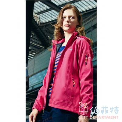 Crocodile女四面彈保暖外套-玫紅色