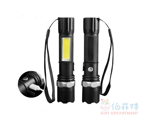 LED鋁合金強光變焦手電筒