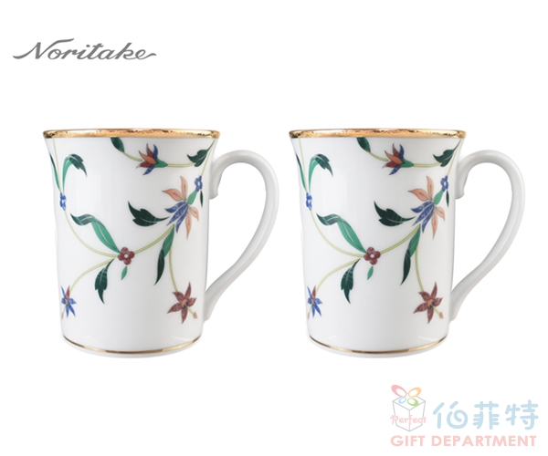 日本Noritake 鳳彩鎏花金邊馬克杯 兩入