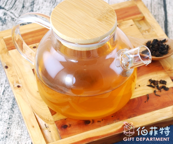 茶濾短嘴竹蓋耐熱玻璃壺