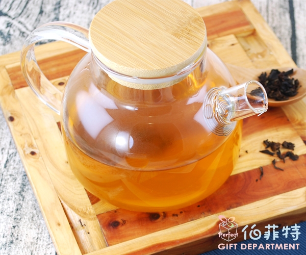 茶濾短嘴竹蓋耐熱玻璃壺