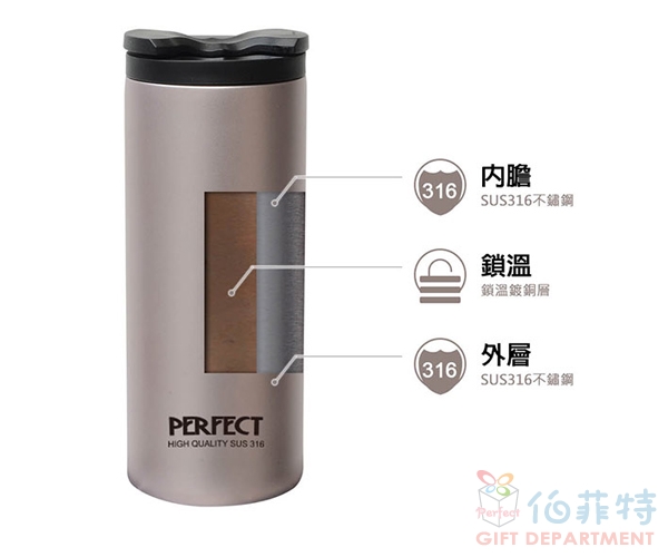 《PERFECT 理想》極緻316真空雙蓋咖啡杯450cc