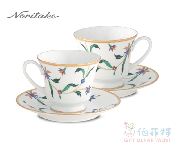 日本Noritake 鳳彩鎏花金邊咖啡對杯